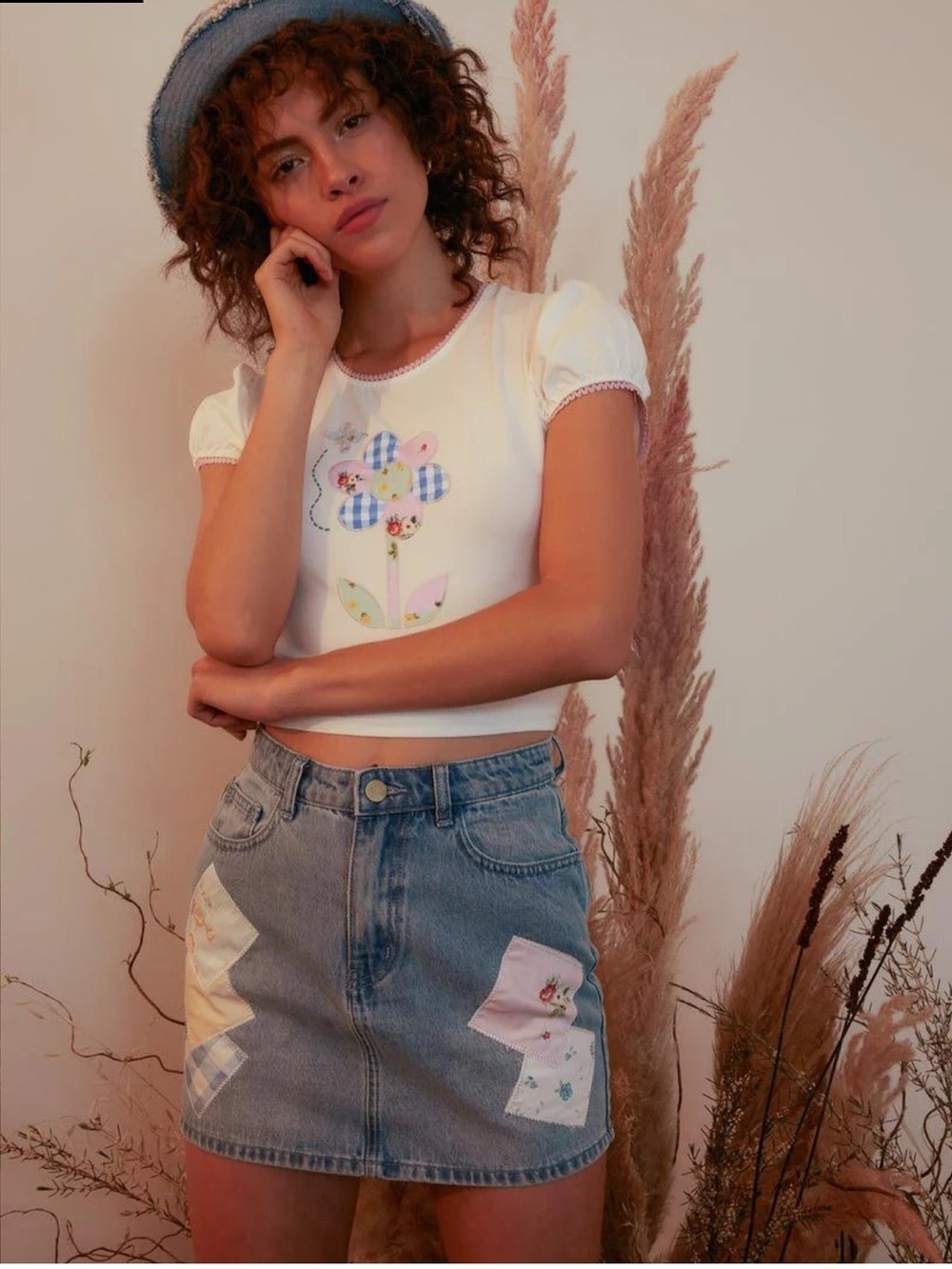 Dolls Kill x Holly Hobbie Dose Of Happy Patchwork Denim Skirt Jean Size XS - Picture 4 of 13